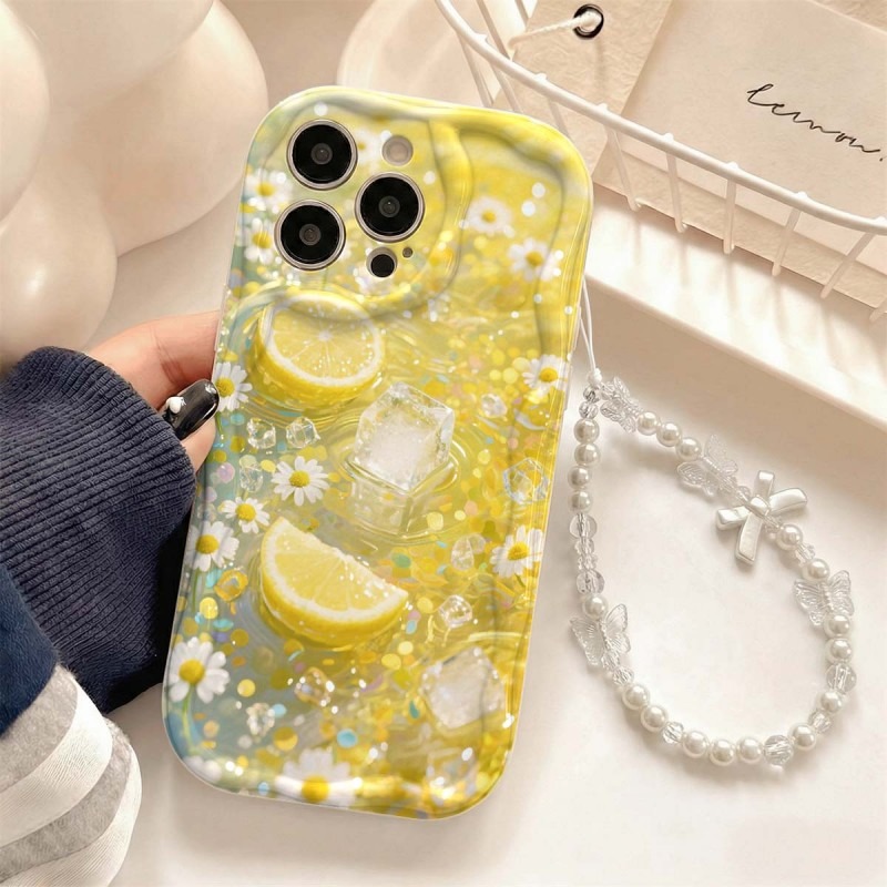 Phone Cases Drawing - Ölgemälde Zitronenblüten-Eiswürfel Handyhülle für Samsung S25