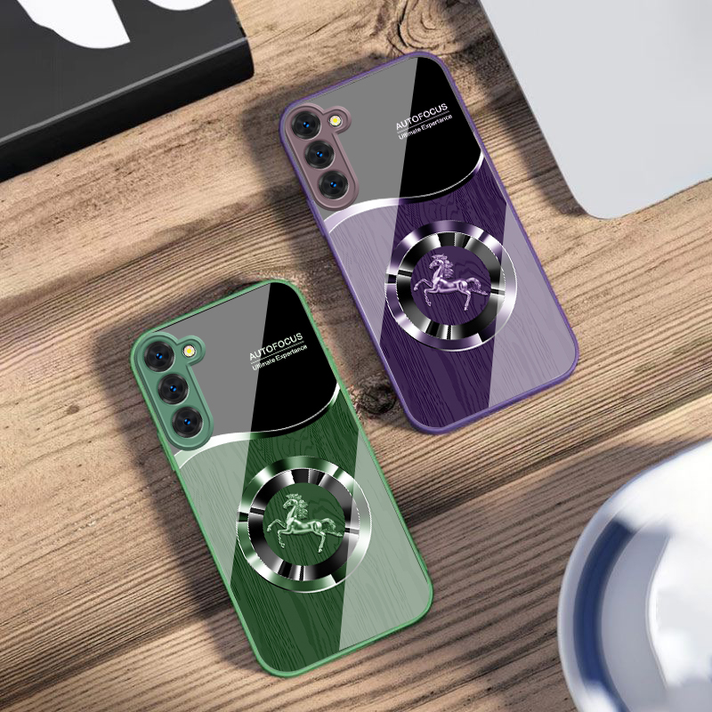 Phone Cases Blue - Silbernes springendes blaues Pferd für Samsung