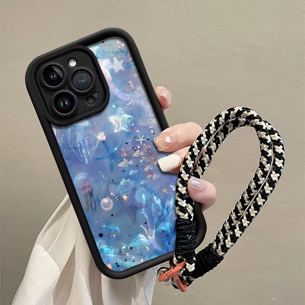 Phone Cases Blue - Blau-lila Quallen-Handyhülle mit Trageschlaufe für Samsung