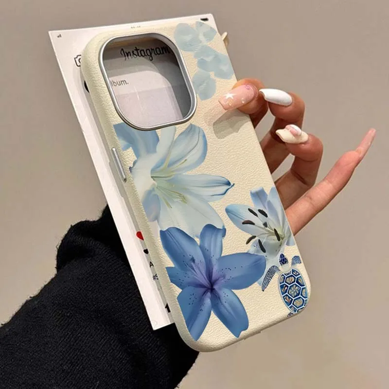 Phone Cases Blue - Elegante Handyhülle mit Blauem Lilien-Muster für
