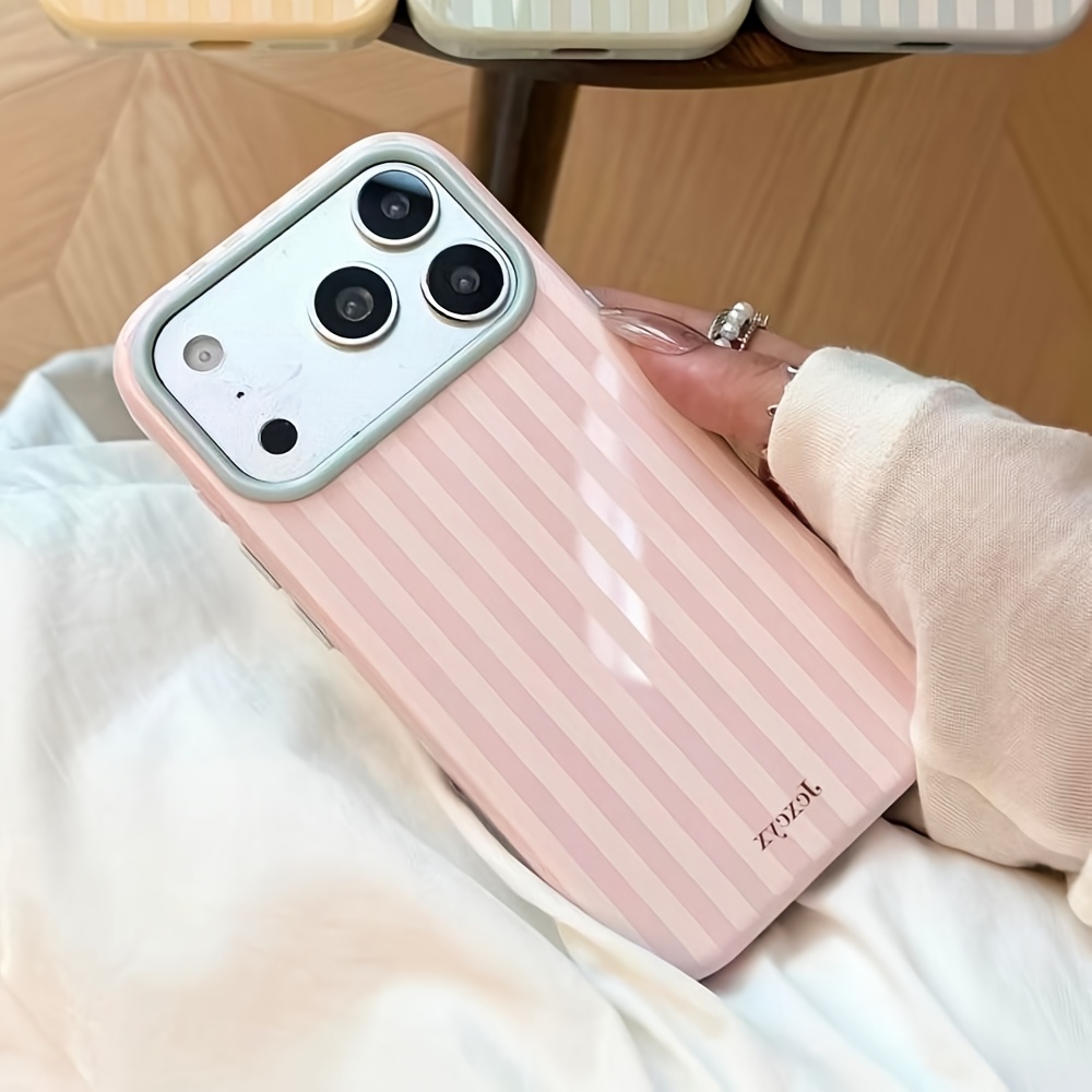 Phone Cases Luxury - Luxuriöse koreanische Mode-Streifen-Handyhülle in Bonbonfarben für