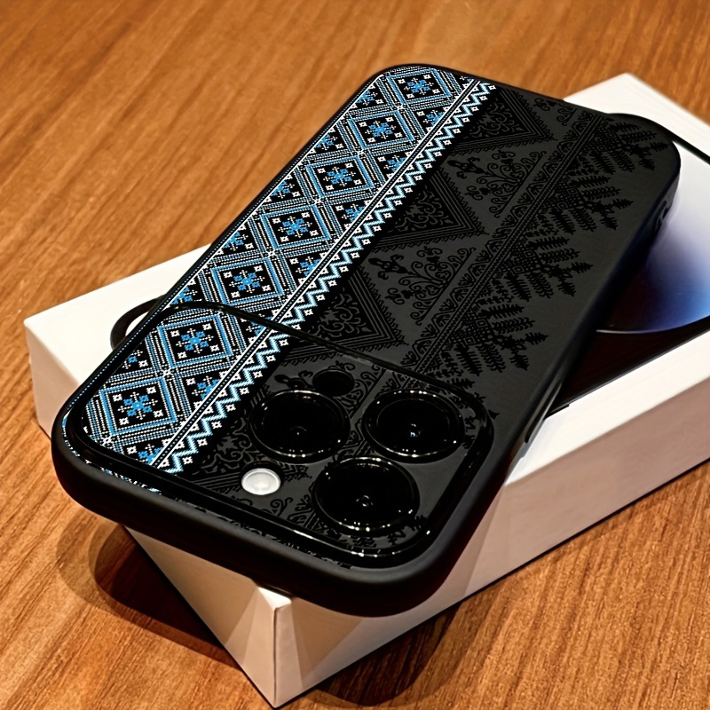 Phone Cases Drawing - Vintage Totem-Malerei Stoßfeste Schwarze Fenster-Handyhülle für