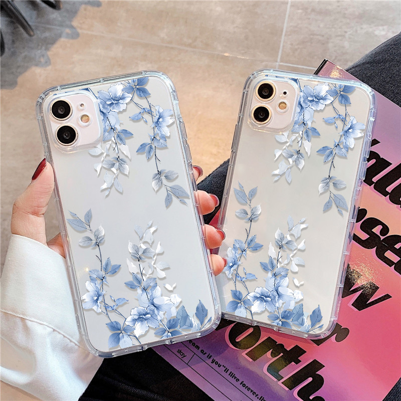 Phone Cases Blue - Blaue Blume Transparente Handyhülle für iPhone
