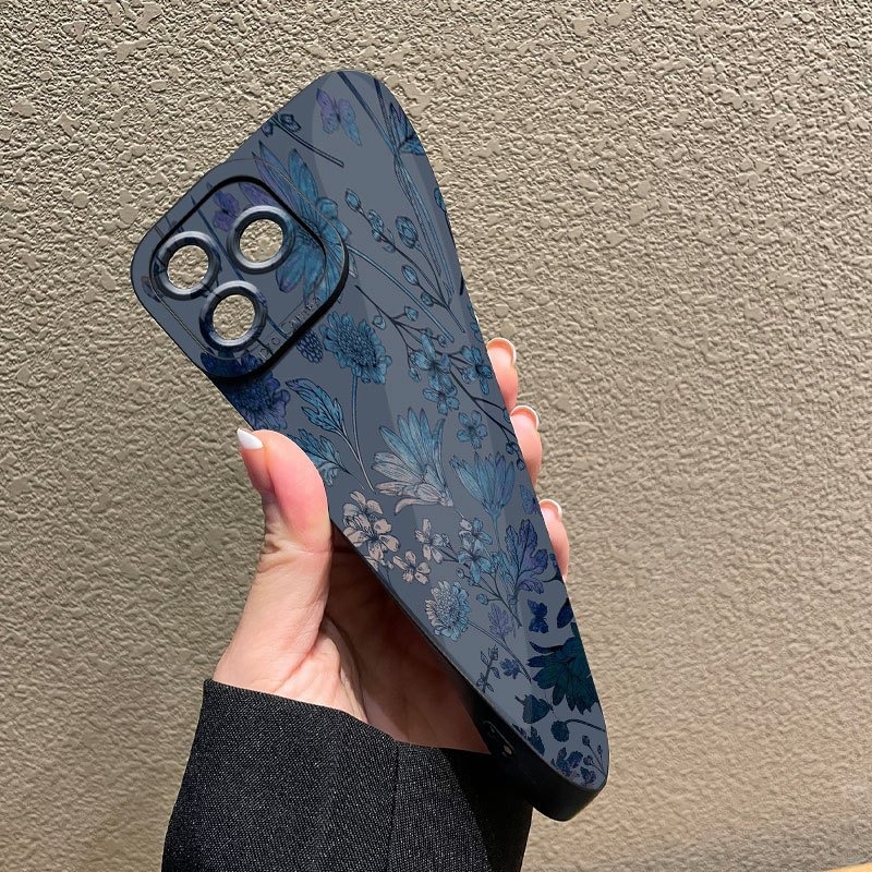Graue Basis Blau-Lila Blumenmu – Phone Cases Blue Bewertung und Preis