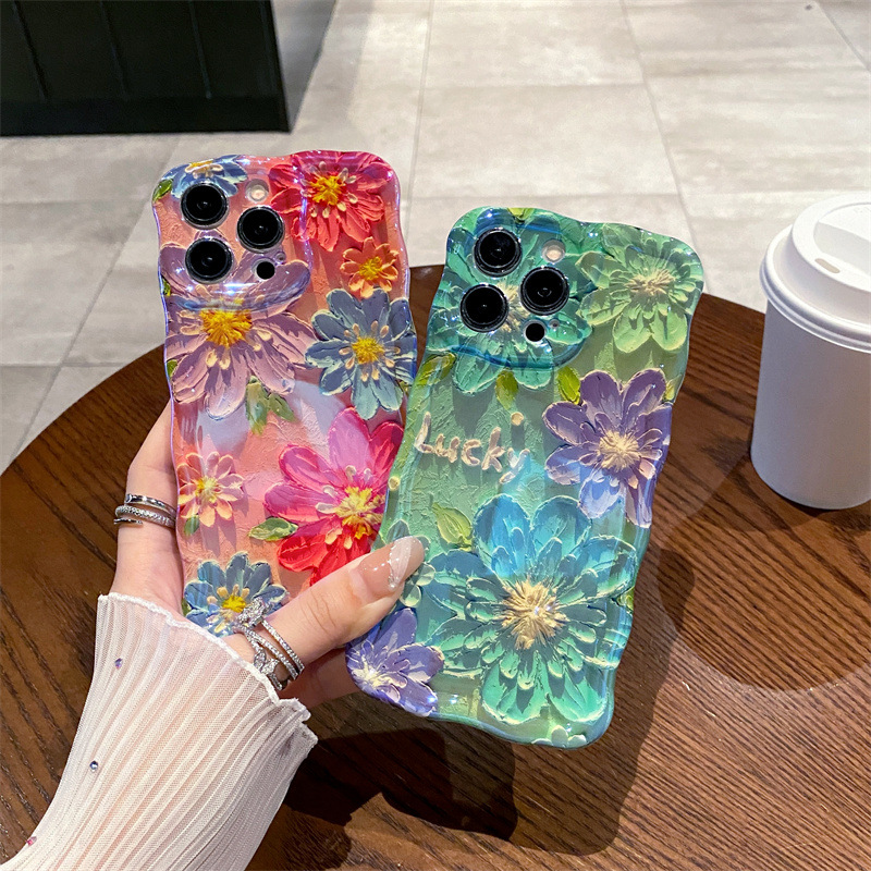 Retro-Blaulicht-Ölgemälde-Blum – Phone Cases Drawing Bewertung und Preis