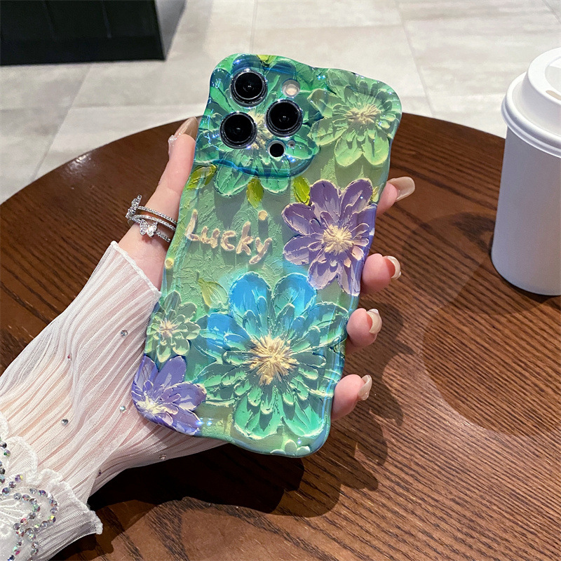 Retro-Blaulicht-Ölgemälde-Blum – Phone Cases Drawing Bewertung und Preis
