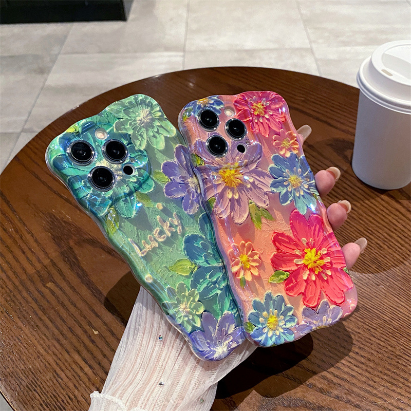 Retro-Blaulicht-Ölgemälde-Blum – Phone Cases Drawing Bewertung und Preis